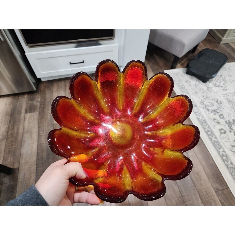 Vintage Amberina Lotus Petal Mid-Century Indiana Glass 70 years old - Picture 4 of 4